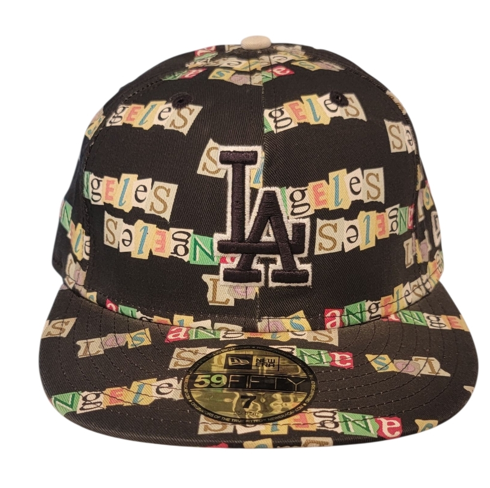 New Era 59FIFTY LA Cap - Black with Multicolor Letters - Size 7